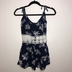 Blue Palm Leaf Romper